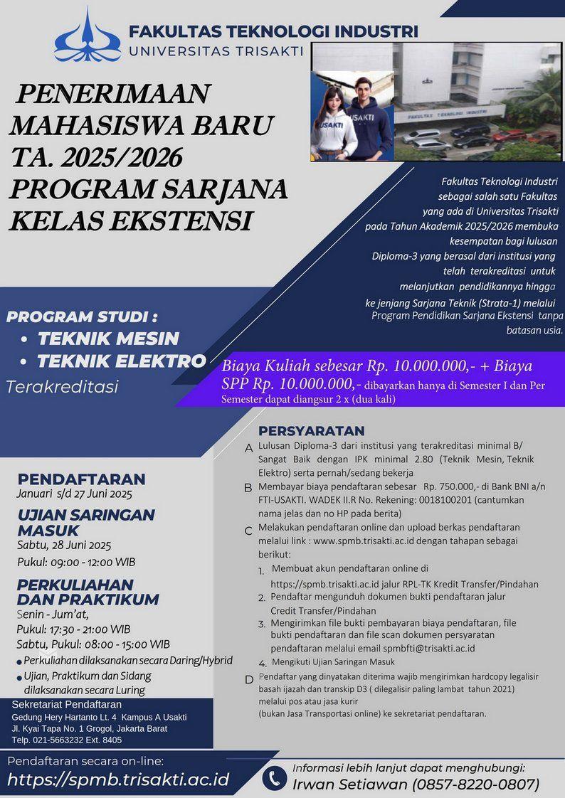 Poster Penerimaan Mahasiswa Baru Program Ekstensi 2025/2026